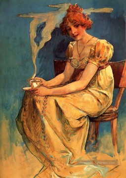  Mucha Peintre - Aquarelle sans titre Art Nouveau tchèque Alphonse Mucha
